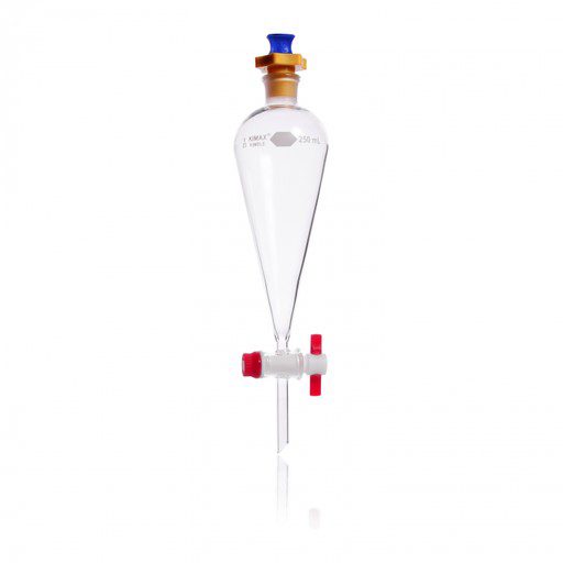 Embudo Separación Squibb, Forma Pera, Tapón Plástico (Pe),  Llave Ptfe 125 Ml